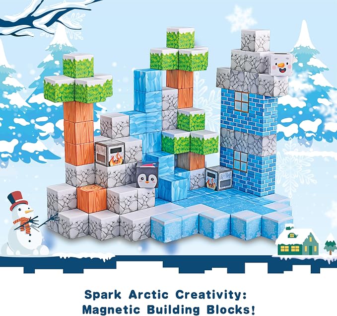 113PCS 1'' Magnetic Blocks, Magnetic Building Cube Toys for Kids, STEM Montessori Stacking, Sensory Education Toys for Toddlers Building World Set, Christmas Birthday Gifts for Kids Age 3 4 5 6 7 8+