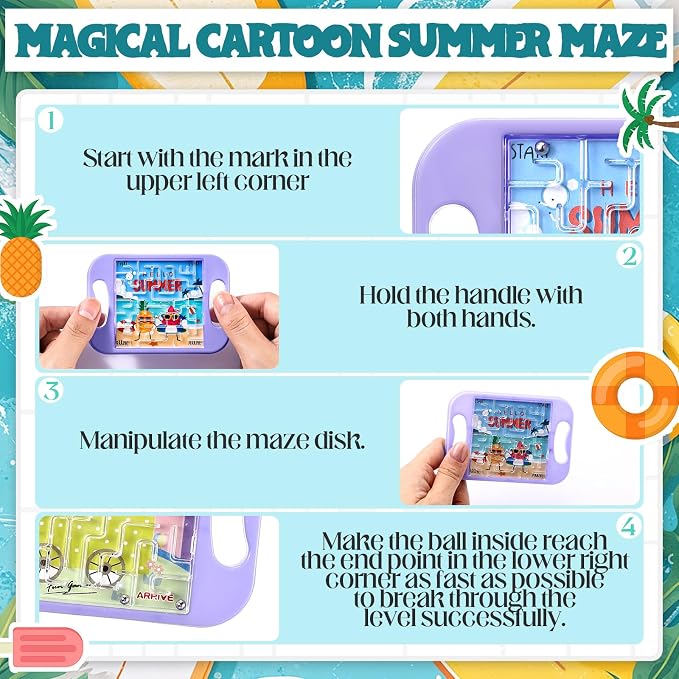 JellyArch 36 Pcs Mini Maze Puzzle Bulk for Kids Maze Cubes, Summer | Small Educational Handheld Puzzle Brain Teaser Back to School Classroom Exchange Gifts for Students Adults