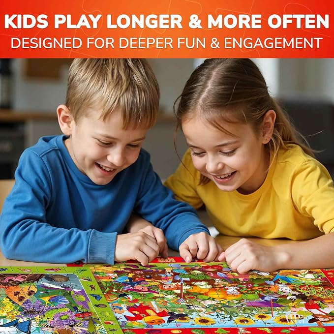 Puzzles for Kids Ages 6-8 - 4 x 60 Piece Jigsaw Kids Puzzles Ages 4-6 | Search & Find Kids Puzzles Ages 5-8 - Animals and Bugs - Educational Learning Gift for Toddlers 3 Year Olds