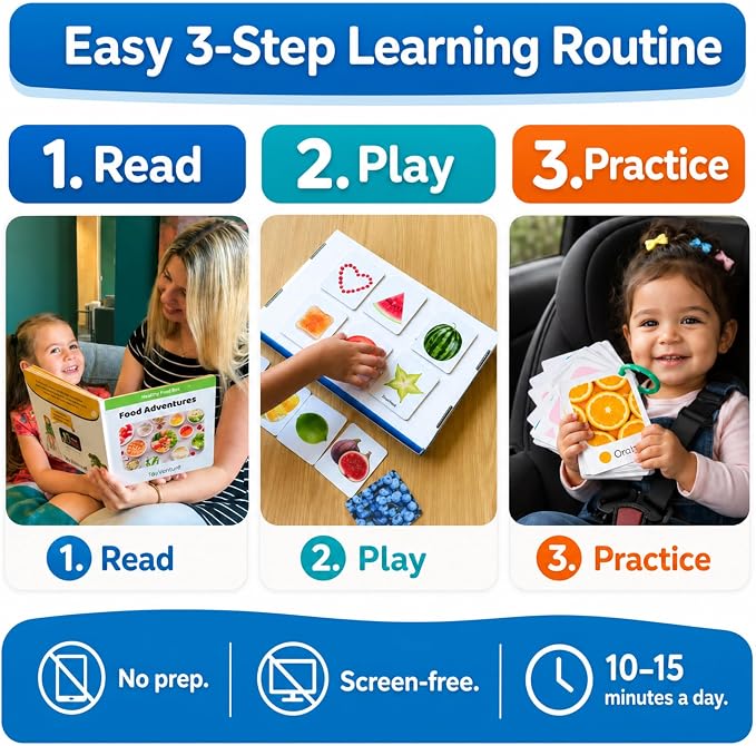 TOYVENTIVE Toddler Learning Kit with 4 Toddler Books, 2 Flash Cards for Toddlers 1-3, 4 Puzzles & 2 Games, Preschool Learning Activities