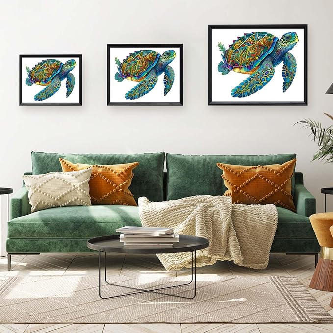 Mys Aurora FSC Certified Sea Turtle Wooden Puzzles 500 Pieces | 5MM Unique Shaped Wooden Puzzle for Adults and Kids, Family Game 16.9 x 20.7 Inch