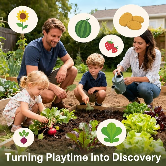 Dreamon Kids Gardening Set, 14Pcs Kids Gardening Tool with Bug Catching Kit | 2-in-1 Outdoor Toys with Wheelbarrow and Bug House, STEM Educational Toys for 3 4 5 Year Old Girls Boys Birthday Gifts, Green