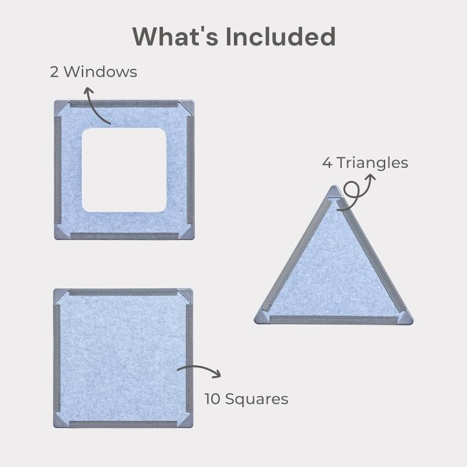Superspace Giant Magnetic Fort Building Panels - The Little Set, Charcoal, 16 Panels, Life-Size Magnetic Tiles for Kids, Build Forts Castles Nooks, Eco-Felt STEM Toy Ages 3+, Indoor & Outdoor