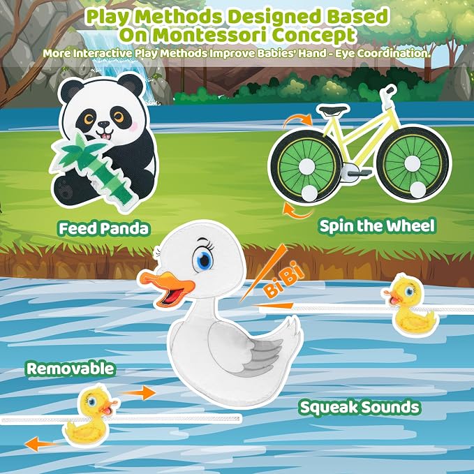Busy Book for Toddlers 1-3, Montessori Toys Busy Board for 1 Year Old, Upgraded Composite Fabric Animal Forest Quiet Book with Fishing Game, Airplane Travel Essential Activities Birthday Gift Boy Girl