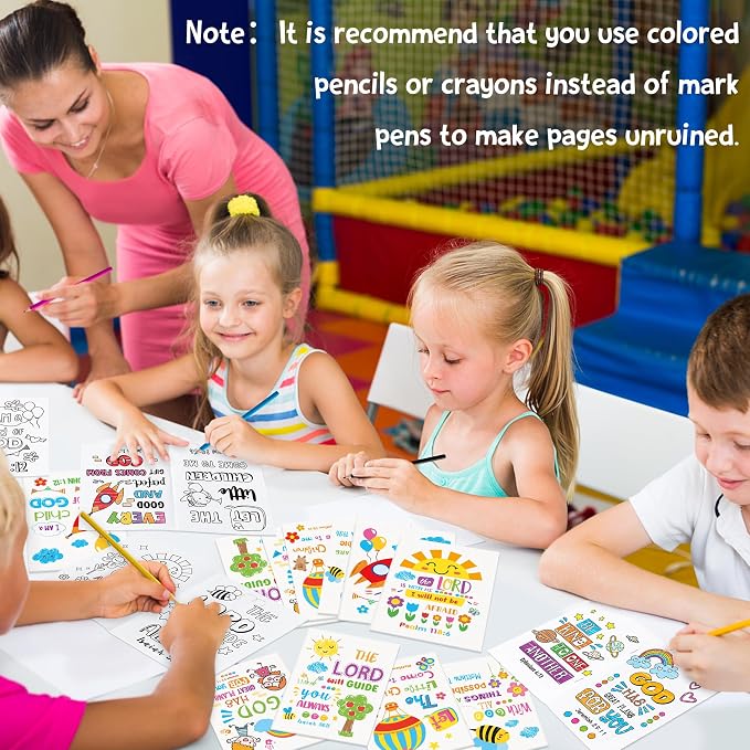 24Pcs Religious Coloring Books Bible Verses DIY Color-in Pages | Drawing Booklet Bulk, Christian Theme Artwork, Holiday Activity, Sunday School Supplies, Classroom Reward, Party Favor, Gift