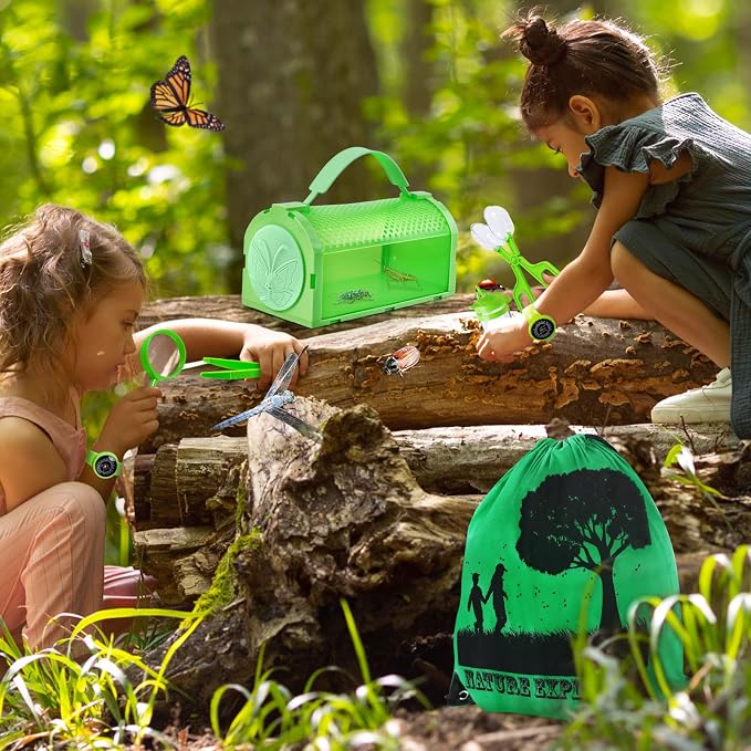 Bug Catcher Kit & Outdoor Explorer Kit for Kids, 10 Pcs Bug Catching Kit | with Toy Cage, Backpack, Flashlight, Outdoor Exploration Toys Gift for Boys Girls 3-12