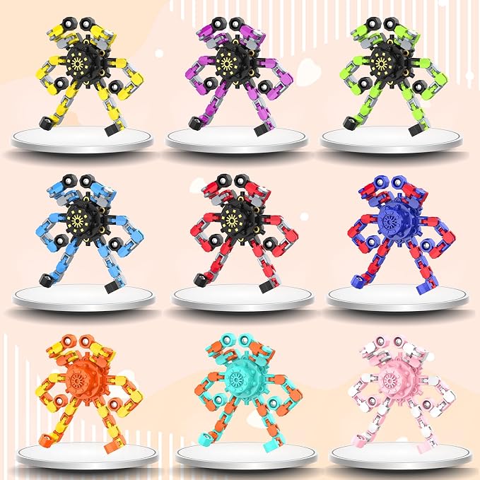 36PCS Transformable Fidget Spinner,Funny Stress Relief Sensory Fidget Toys | Deformable Chain DIY Robot Fingertip Gyros Toy Halloween Party Favors Stocking Stuffers Prizes for Kids Classroom