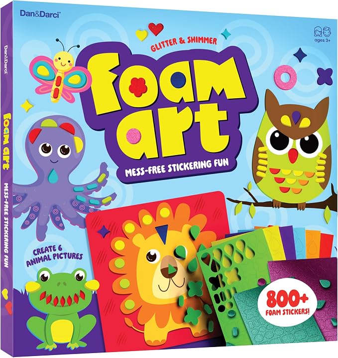 Foam Sticker Art Craft for Kids - Toddler Arts & Craft - Mess Free Activity | Toddler Craft Kit for Ages 3-5 - Boys 4-6 Birthday Gift - DIY Kid Activities Ages 3 4 5 6 Years - 4 Year Old Boy Gifts