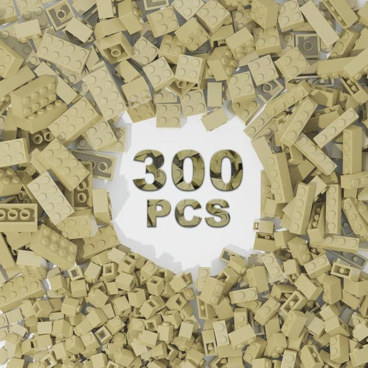 300 Pcs Classic Building Bricks, Apricot Yellow Bulk Bricks,Compatible with and Major Brands Parts and Pieces, Creative Building Block Toys for Boys Girls Ages 6 7 8 9 10 Year Old