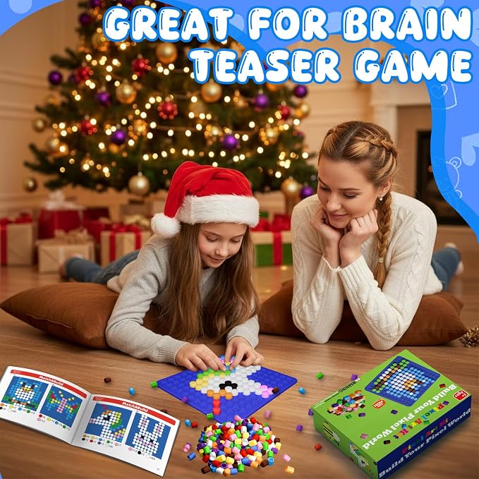 STEM Toys Pixel Art Kit for Kids, 500 Pcs 10 Colors Pixel Bricks Challenge Fine Motor Skills Game Educational Science Kits Learning Toys for Math Manipulatives Sensory Bin Sorting Counting Training