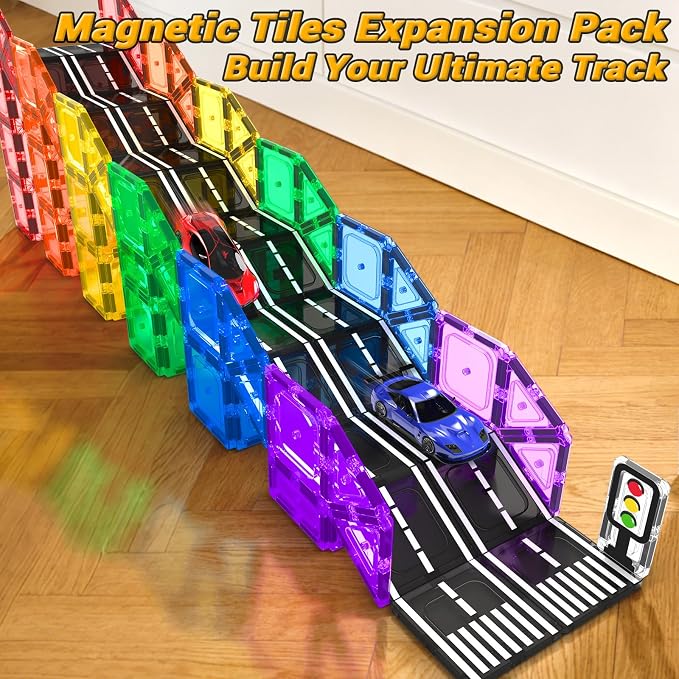 Magnetic Tiles - Road Expansion Pack, Preschool Magnet Toys for Toddlers