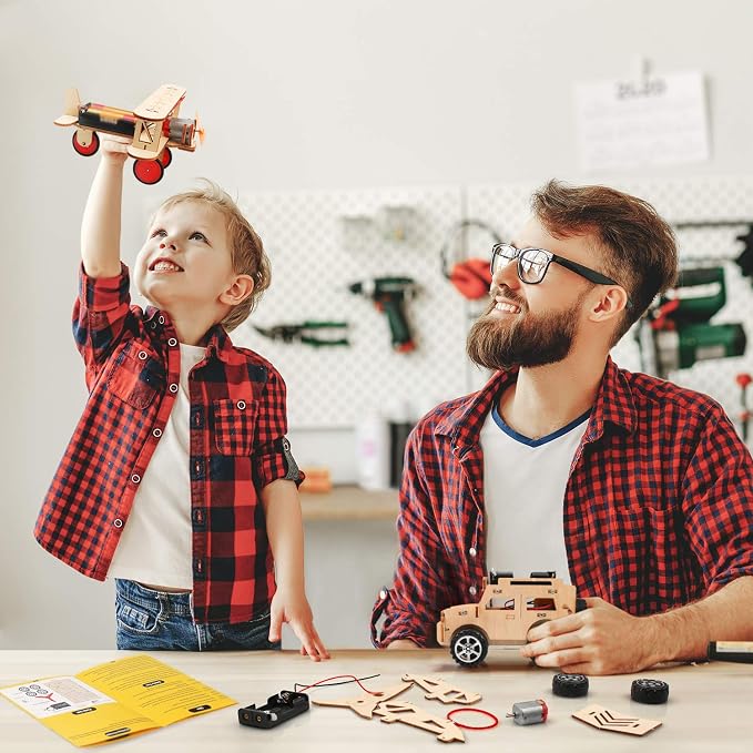5 in 1 STEM Kits for Kids Age 8-10, Science Building Project Craft for 8-13, Model Car Kit, STEM Toys for Boys Girls Age 8-12, Wooden 3D Puzzles, Birthday Gifts for 6 7 8 9 10 11 12 13 Year Old