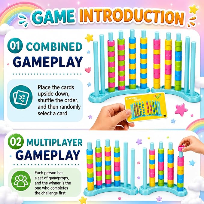 2 Pack Color Matching Challenge Game 2-4 Players | Fast Pattern Color Matching Puzzle Game for Family Board Game,Family Nights,Birthday Christmas Party Gifts for Kids & Adults