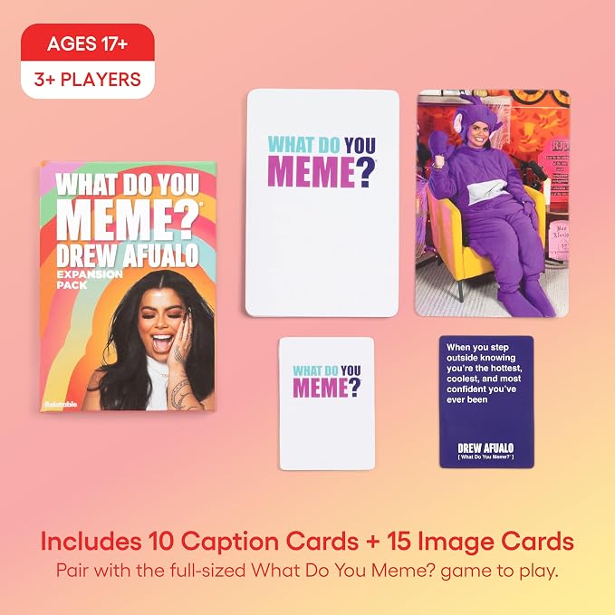 What Do You Meme? Drew Afualo Expansion Pack by Relatable – Card Games for Adults, Featuring All New Meme Game Content. Includes 15 Image Cards and 10 Caption Cards