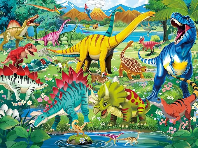 100 Piece Puzzles for Kids Ages 4-6 6-8 8-10, Educational Dinosaur Toys | 100 Piece Dinosaur Learning Educational Jigsaw Puzzles, Kids Puzzles Ages 5-8 Gifts for Girls Boys - Every Piece is Unique