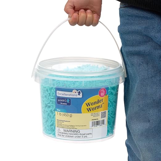 Excellerations Wonder Wormz Sensory Tub, 1 lb Blue Wiggle Sensory Material | 0