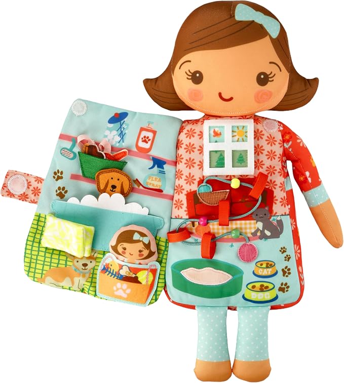 Annie the Pet Sitter – 2-in-1 Soft Activity Doll & Busy Book | Screen-Free Travel Plush Toy with Tethered Pieces for Toddlers and Preschoolers ages 1–4 by Aleni Brands