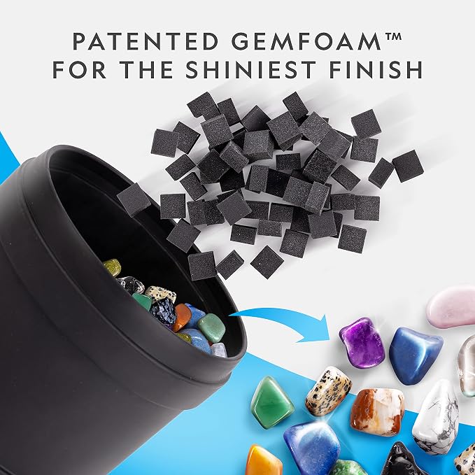 National Geographic Hobby Rock Tumbler Kit for Kids and Adult Beginners | Leak-Proof Barrel, 7-Day Timer, Rough Gemstones, 4-Stage Grit, GemFoam Polish, Jewelry Settings, Geology Hobby