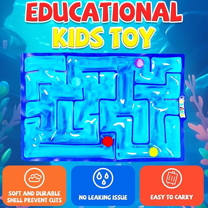 Sensory Maze Fidget, Sensory Toys Fidget Gel Filled Squishy Toy for Kids Adults Autism Stress Anxiety Relief Toys with Filled Goo for Calming Valentines Day Gifts for Him Her (Blue)
