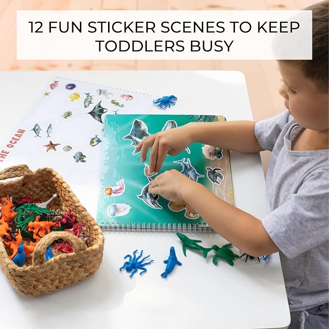 Fun Sticker Book for Toddlers 2-4 Years - Kids Activity Book with 12 Themes | Beautiful Stickers Entertain Girls & Boys Ages 2-4 or 4-8 While Traveling - Incl. Animal and Coloring Pages