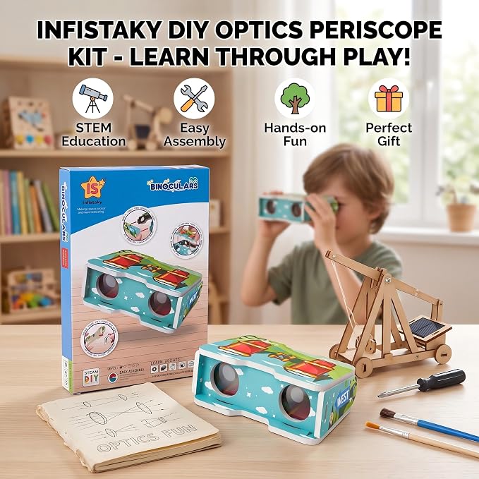 STEM DIY Binoculars Kit - Build & Explore Optics, Astronomy | Build a real working binoculars! Explore convex & concave lenses. Perfect for budding astronomers. Hands-on physics fun!