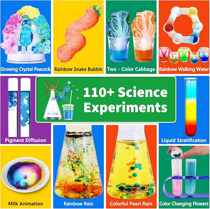 110+ Science Experiments Kits for Kids, Science Projects STEM Toys | Gifts for Boys & Girls, Volcano Eruption, Chemistry Set and More Scientist Educational Toys