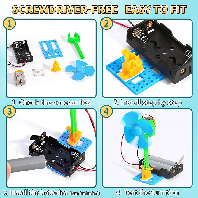 STEM Kits - 8 Bulk Circuit Science Kits for Kids Classroom Gifts Crafts | STEM Toys Science Experiment, Engineering Activities Boys Girls Grades 2-5, STEAM Project Electric Fans for School Party Gift