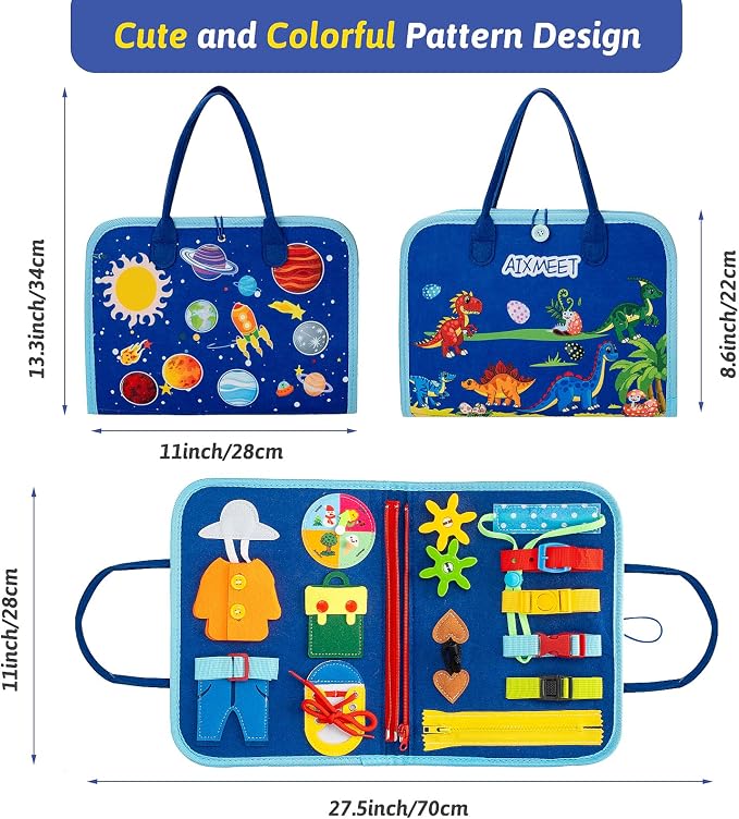Toddler Busy Board Montessori Toys, Sensory Busy Book for 3 4 5 6Year Old | Montessori Toys , Preschool Learning Activities with Life Skills, Toddler Travel Toys，Educational Activity Developing Sensory