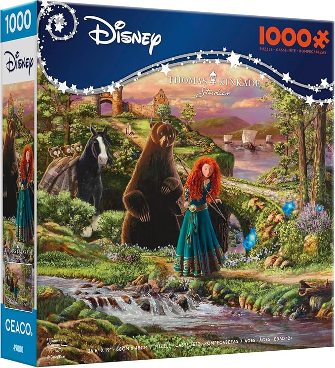 Ceaco - Thomas Kinkade Disney - Brave - 1000 Piece Jigsaw Puzzle for Adults | Thomas Kinkade Disney Art, Made in USA, Recycled Board, Finished Size 26.6 x 19 in, Includes Poster, Frameable Art, Giftable