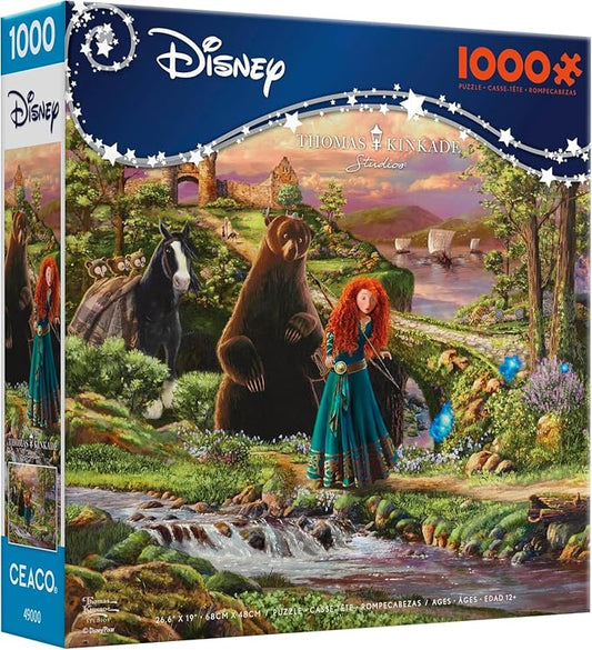 Ceaco - Thomas Kinkade Disney - Brave - 1000 Piece Jigsaw Puzzle for Adults | Thomas Kinkade Disney Art, Made in USA, Recycled Board, Finished Size 26.6 x 19 in, Includes Poster, Frameable Art, Giftable