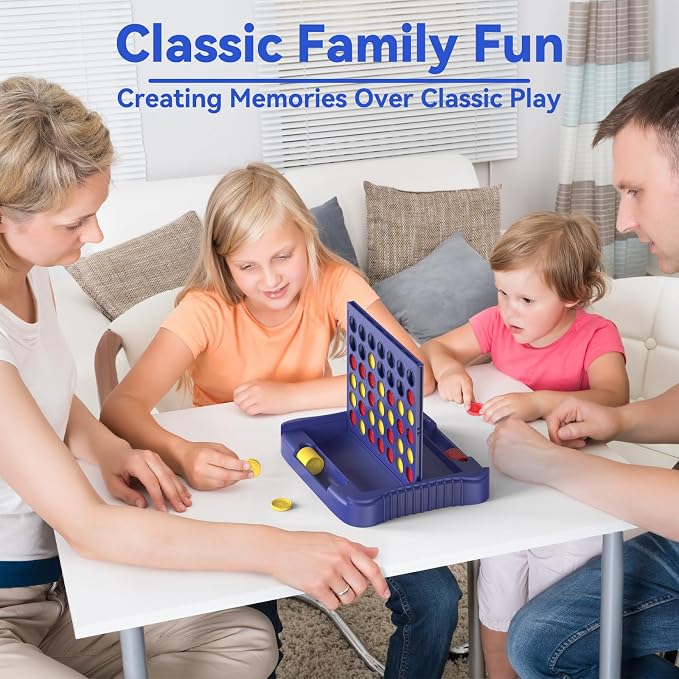 Pup Go 4 in a Row Game, Strategy Board Games, Connect & Win Four in a Line | Foldable Holiday Travel Essential, Family Game Night, 2 Players for Kids and Adult, Best Gifts for Boys and Girls 3-12 (Blue)