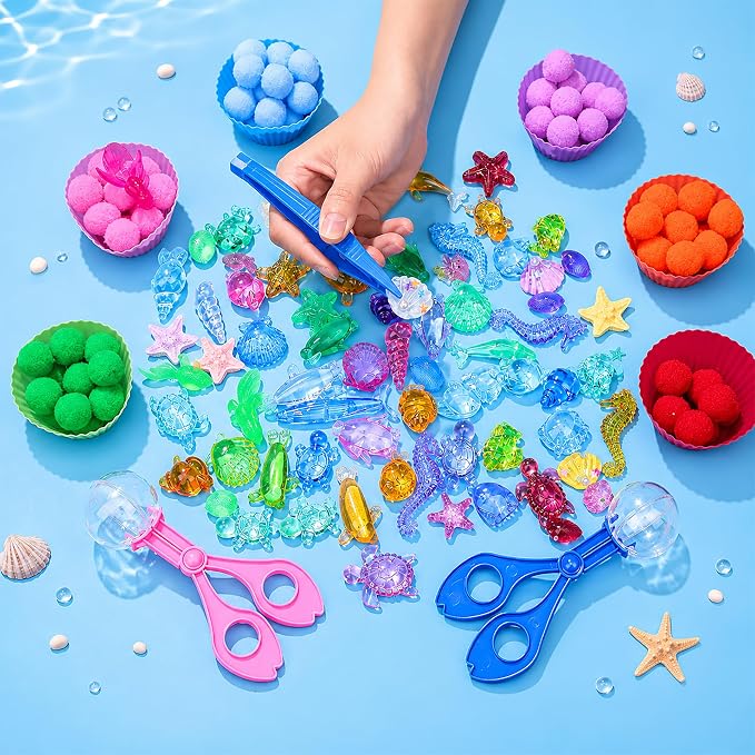 233PCS Ocean Sorting and Counting Materials Set, Summer Activity Set, Fine Motor Manipulatives for Classroom, Home & Travel Use（Ocean）