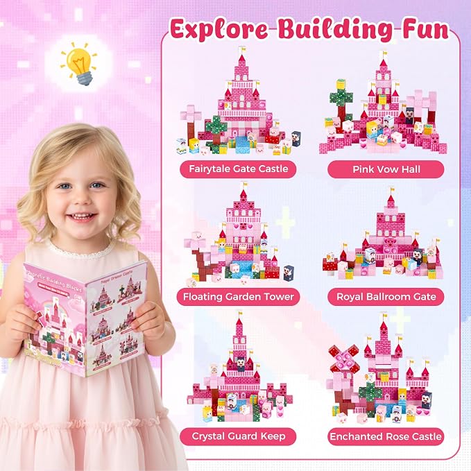 3 otters 150PCS Magnetic Blocks, with a Storage Bag, Princess Castle | Montessori Building Toys for Girls, Stem Thinking, Spatial Skills, Hands-on Focus, Hoilday Gifts