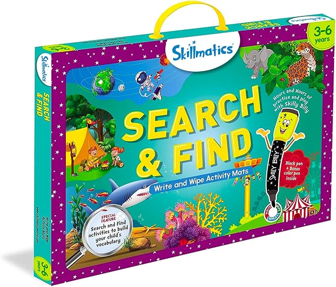 Skillmatics Search and Find – Preschool Learning Activity, Gift for Kids | Reusable Write & Wipe Mats, Art & Crafts, Build Vocabulary, Screen-Free, Educational Toy for Toddlers & Kids Ages 3, 4, 5, 6