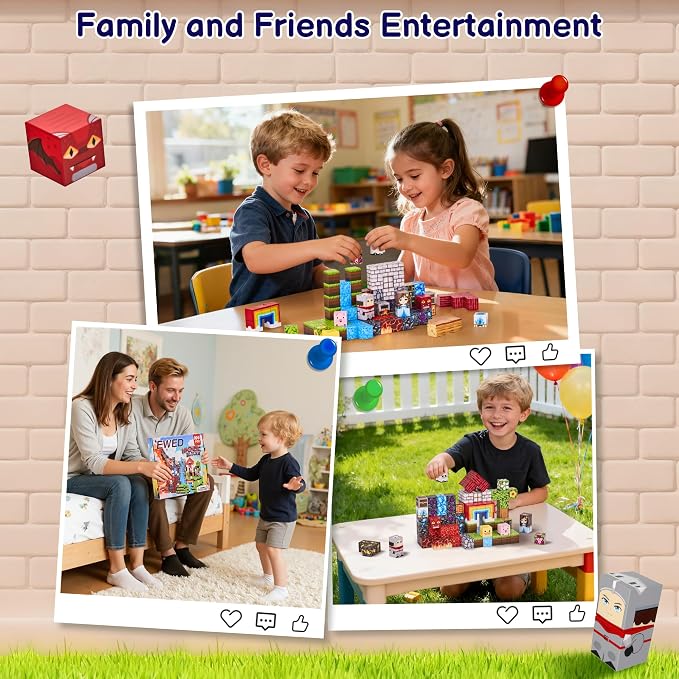 100PCS Magnetic Blocks, Magnetic Building Blocks Cubes Tiles for Kid | STEM Educational Stacking Magnets School Game Toys for Ages 3 4 5 6 7 8 9 10 11 Birthday Party Supplies Gift for Boy and Girl