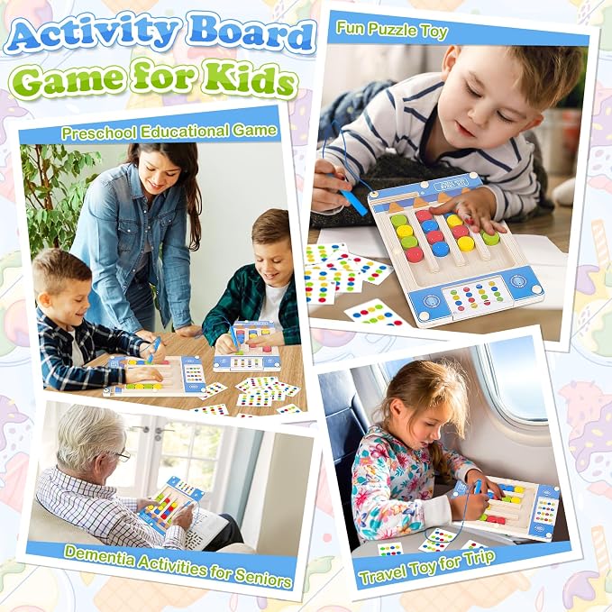 3 4 5 Year Old Boy Birthday Gift, Kids Magnetic Color Matching Puzzle Board | Montessori Toys for 3-5 Year Old Boys, Kids Autism Sensory Travel Toy for Plane, Wooden Maze Game for Girls Boy Brain Teaser