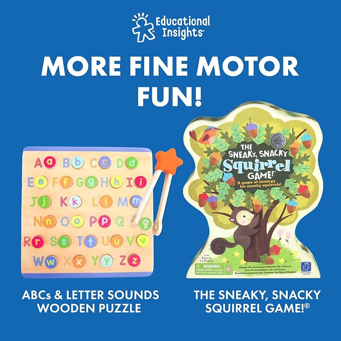 Educational Insights Easy Tweezies Small Group Set - Fine Motor Toys for Kids, Sensory Bin Tools, Preschool Classroom Must Haves & Therapy Toys, Wooden Tweezer Activity Kit for Toddlers Ages 3+