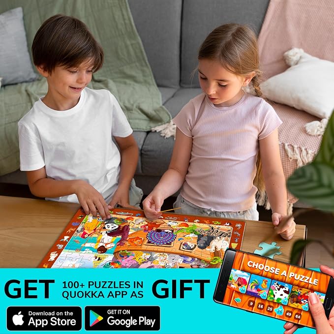60 Piece Puzzles for Kids Ages 6-8 - 4 Jigsaw Bible Kids Puzzles Ages 4-6 | Christian Religious Puzzles for Kids Ages 8-10 - Noah's Ark Toy - Tower of Babel - Garden of Eden - Educational Children Gift