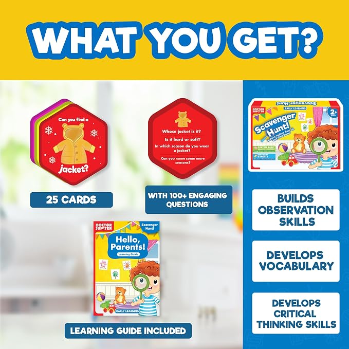 Doctor Jupiter Scavenger Hunt Games for Kids Ages 2-4 Year Old | Birthday Gift for Boys & Girls Ages 2,3,4, Scavenger Hunt Game, Toddler Educational Toy, Learning Activity Set