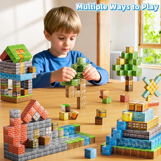 Magnetic Blocks Toys for Kids, 200PCS Magnetic Building Blocks, STEM Montessori Sensory Stacking Toy for Boys Girls Age 3 4 5 6 7 8 9 10, Christmas Birthday Gifts for Boys and Girls Age 3+