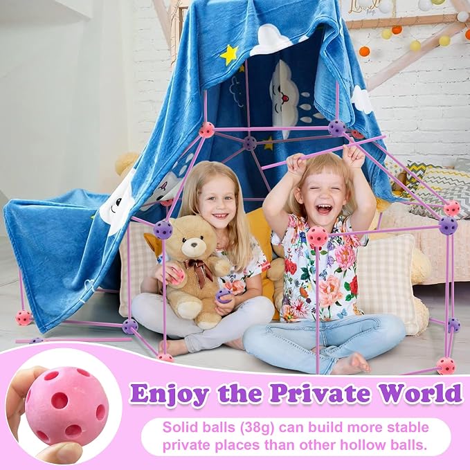 Kids Fort Building Kit 120 Pieces Construction STEM Toys for 5 6 7 8 9 10 11 12 Years Old Boys and Girls Ultimate Forts Builder Gift Build DIY Educational Learning Toy for Indoor Outdoor