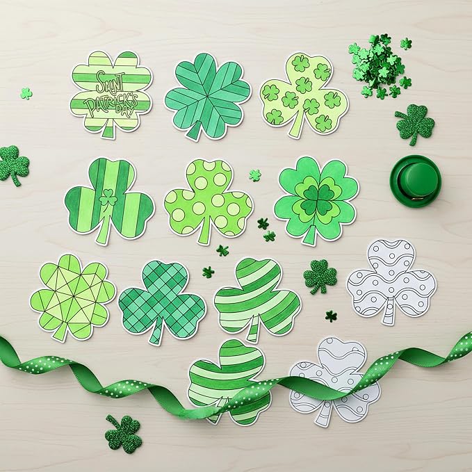 X1zuue 30Pcs St. Patrick's Day Color Your Own Magnets Art Crafts for Kids | Shamrock Blank Coloring Magnets for Holiday Irish Party School DIY Activities Fridge Whiteboard Decor Supplies