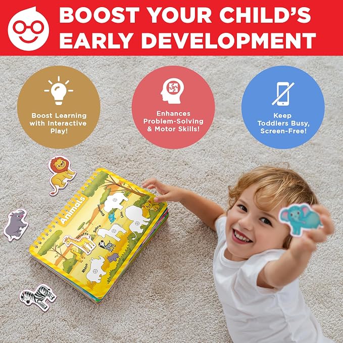 Doctor Jupiter My First Montessori Busy Book for Kids Ages 1-2-3 Year Old | Birthday Gift for Boys & Girls Ages 1,2,3, My First Montessori Busy Book, Toddler Learning Activities, Educational Travel Toy