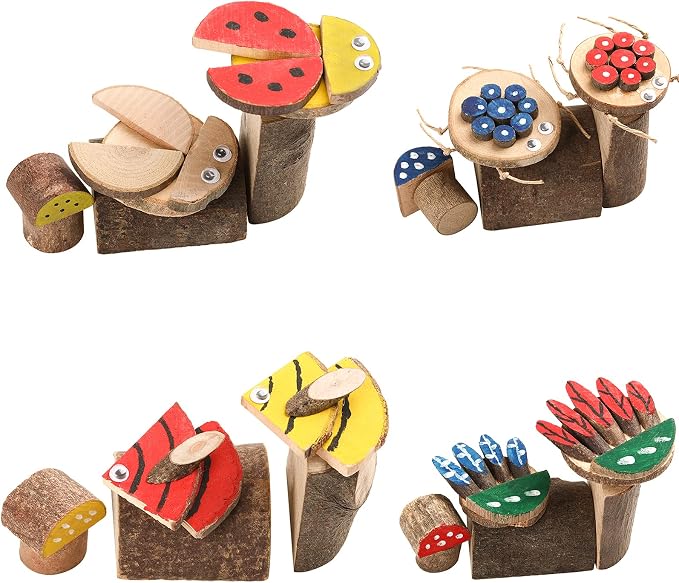 LAZACA Wood Craft Kits DIY, 250 Pcs, 19.5X13X3.5cm | Ages 5-10 Wooden Art Paint Bulk Crafts Garden Playset Loose Parts Play Materials