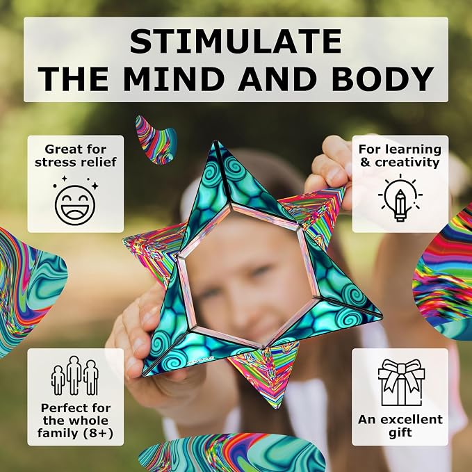 Shashibo DODECA Magnetic Puzzle Cube, Stress Relief Fidget Toy | 100+ Possible Shapes, Sensory Fidget Toy For Adults & Kids, Fun Shape Shifting Puzzle Box For All Ages