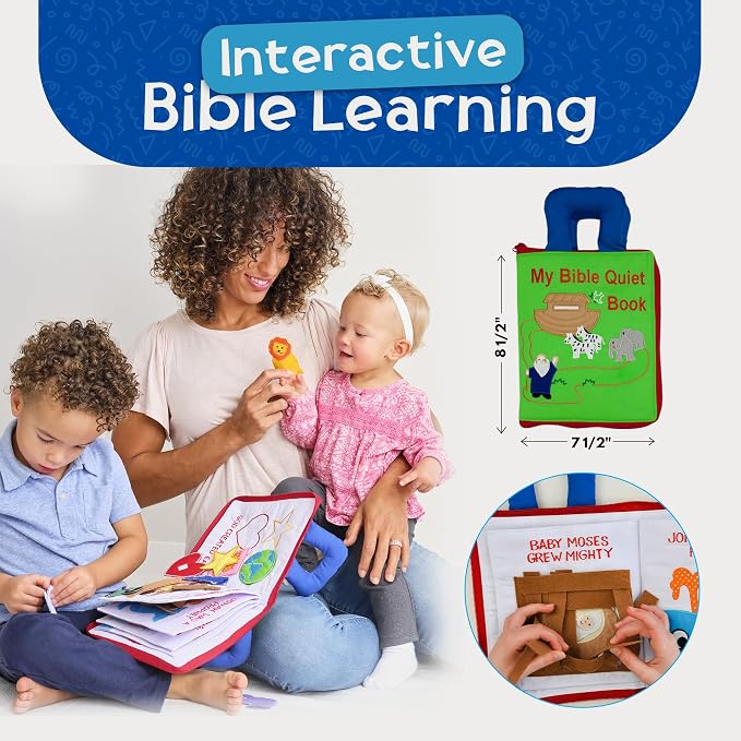 My Growing Season My Bible Quiet Book Interactive Fabric Activity for Kids | Educational Christian Toy for Toddlers & Preschoolers | Travel-Friendly and Sensory-Rich Soft Book
