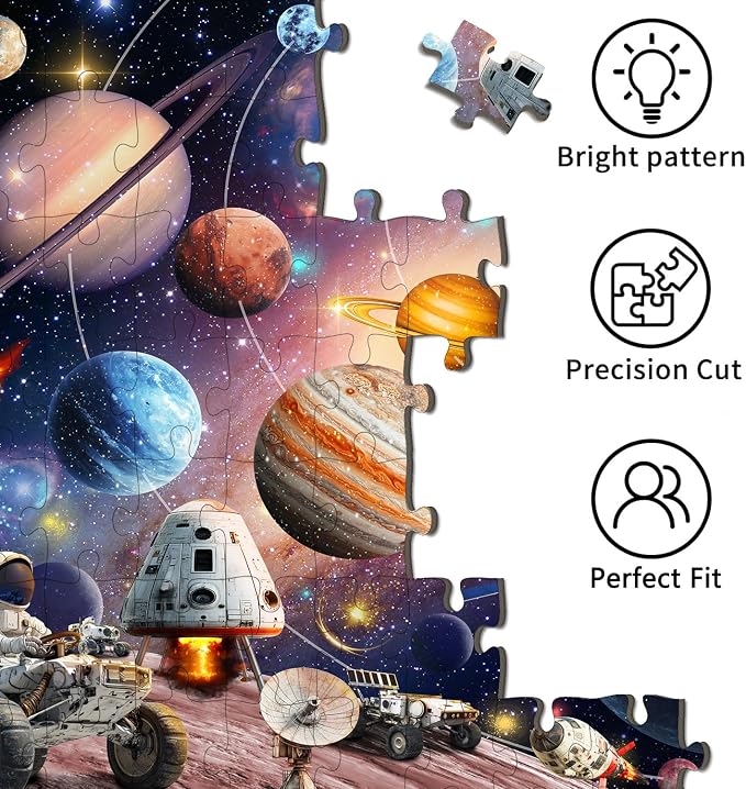 Puzzles for Kids Ages 6-8 8-10 - 200 Piece Puzzles - Solar System Puzzle | Pieces Space Astronaut Puzzles .Puzzles for 6 7 8 9 10 11 12 years old boys and girls.Learning Puzzle Toy