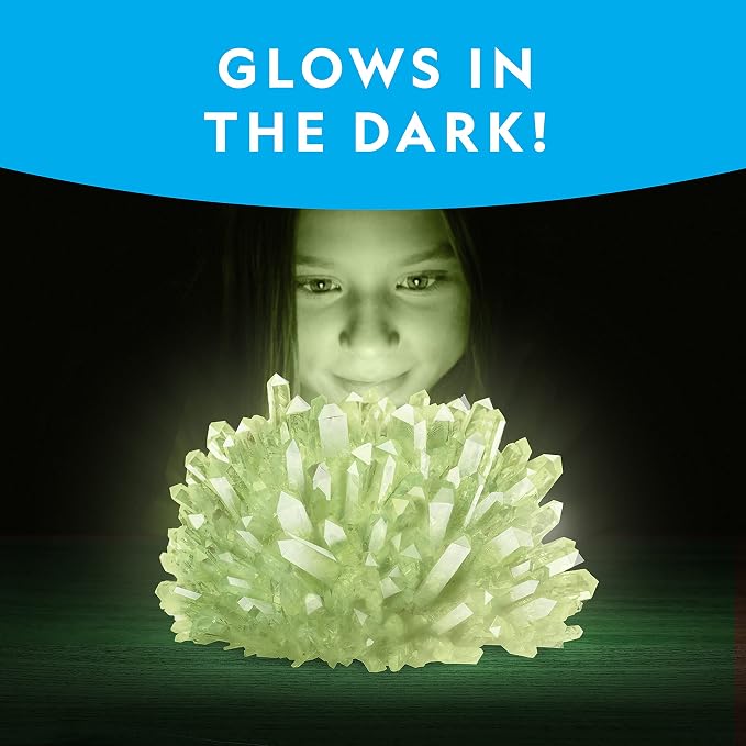 National Geographic Jumbo Glow-in-the-Dark Crystal Growing Kit for Kids | Grow a Giant Glow-in-the-Dark Crystal in Days, Crystal Chemistry Experiment, Science Activity, STEM Learning, Birthday Gift