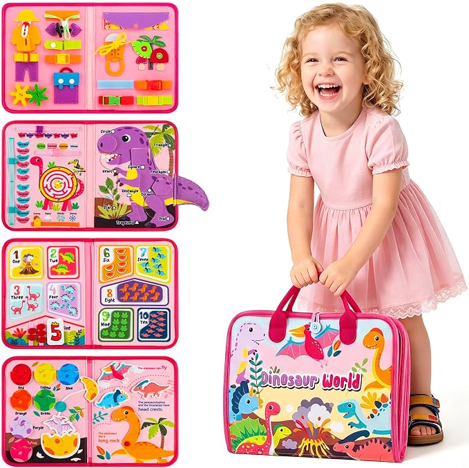 Busy Board Montessori Toys for 2 Year Old Girl Birthday Gift Busy Book | Educational Learning Sensory Quiet Busy Book for Toddlers, Activity Books for Toddlers, Ages 2-4 Travel Toys for Airplane Car