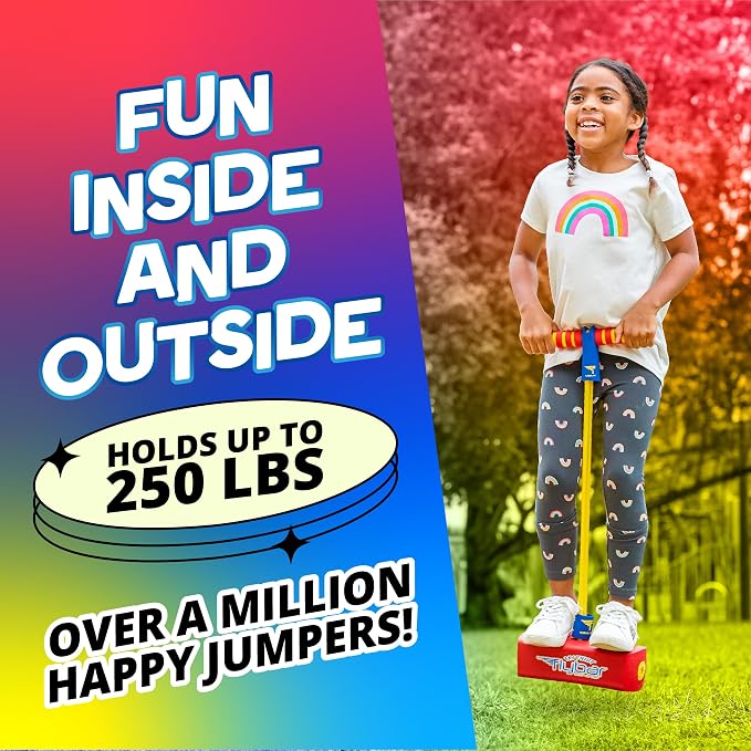 Flybar My First Foam Pogo Jumper for Kids Fun and Safe Pogo Stick for Toddlers, Durable Foam and Bungee Jumper for Ages 3 and up, Supports up to 250lbs (Red)